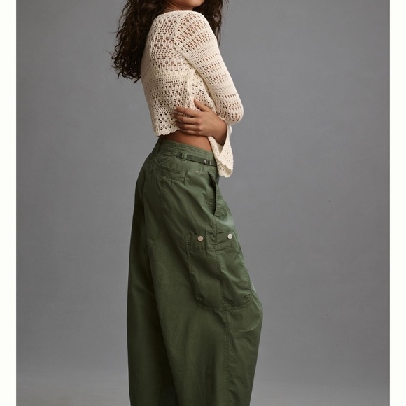 NWT Anthropologie Pilcro Slouchy Fit Surplus Cargo Drawstring Waist Barrel Pants - Picture 3 of 13